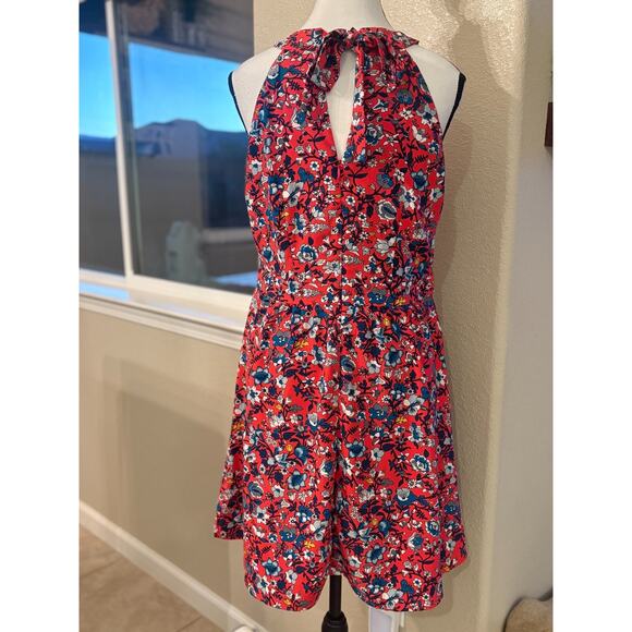 LOFT outlet Women’s Red Floral Keyhole Tie Back Halter Sundress Petite M - Picture 3 of 5